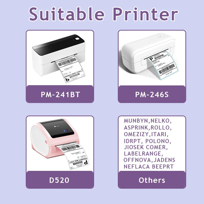 Phomemo A6 4x6inch Direct Thermal Labels 100 Labels Per stacked - shipping label FanFold Paper For PM-241BT/D520 Waybill Printer