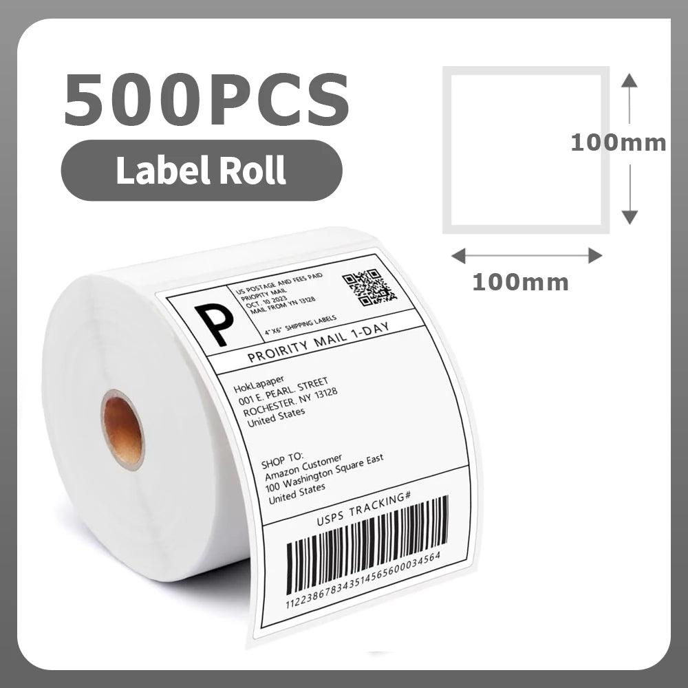 Phomemo A6 4x6inch Direct Thermal Labels 100 Labels Per stacked - shipping label FanFold Paper For PM-241BT/D520 Waybill Printer