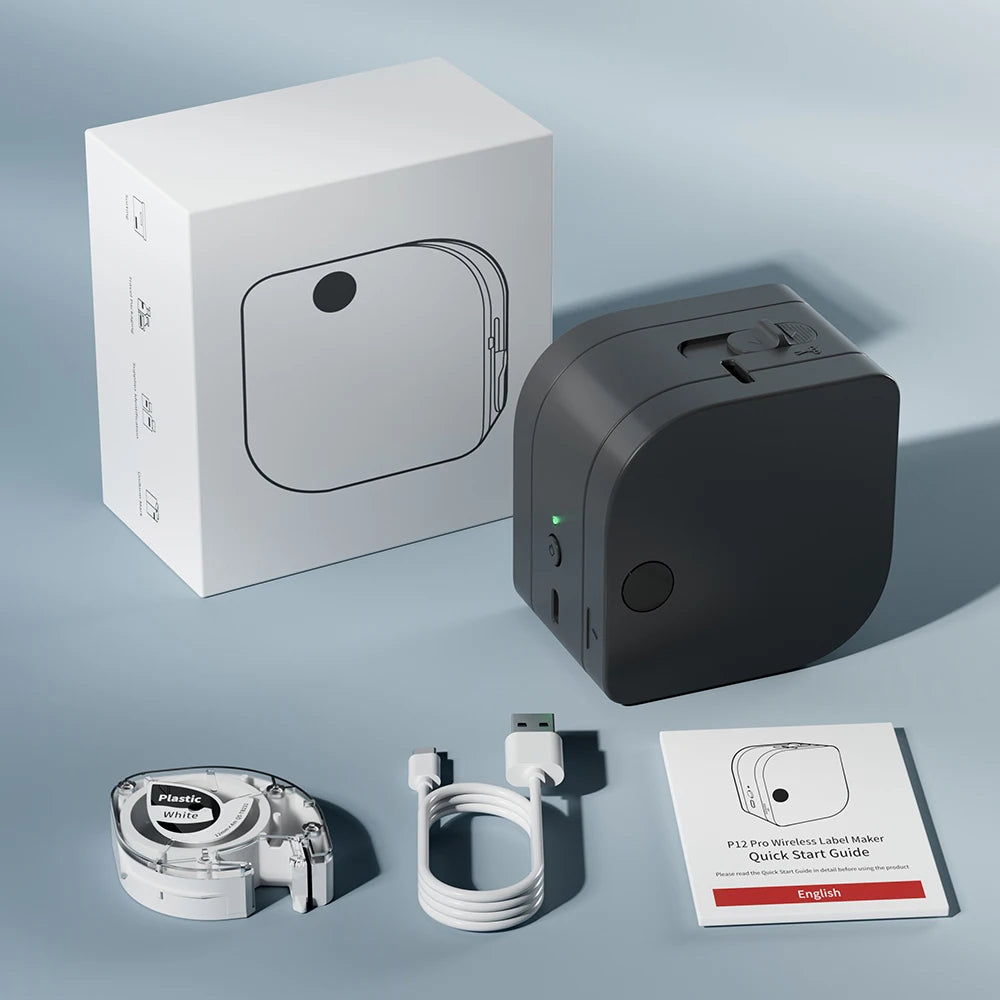 Phomemo P12 PRO Label Maker Mini Portable Label Printer Rechargeable 12mm Adhesive Label Ribbon Printer Machine Similar to P12