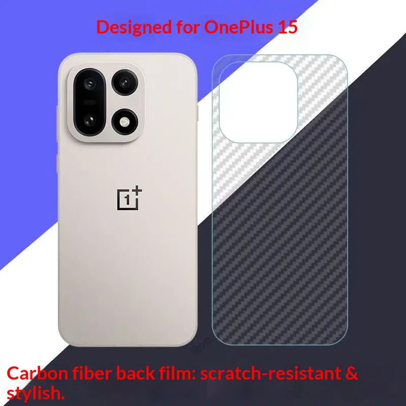 5 Pieces Back Carbon Fiber Clear Film For OnePlus 15 Full Cover Matte Screen Protector For OnePlus 15 Back Film 1+ 15
