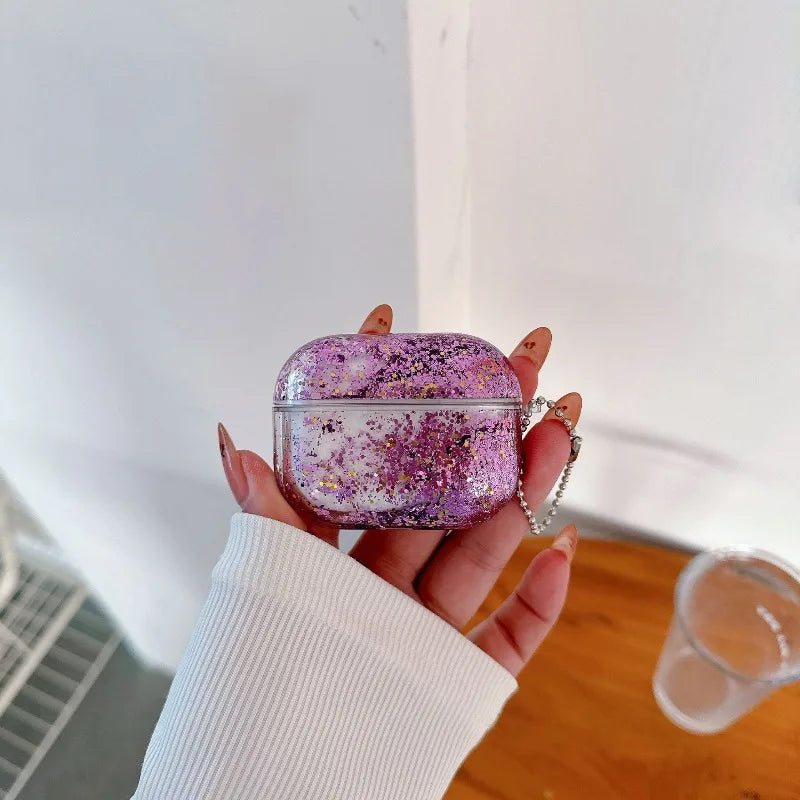 Glitter Liquid Quicksand Hard Earphone Case For Airpod Pro 4 2 3 1 Generation Headphone Cover For Airpods Pro2 Pro3 Accessories