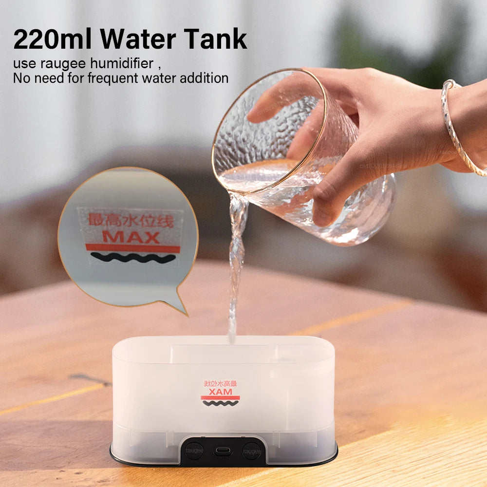 Aroma Humidifier Flame Essential Oils Diffuser Air Humidifier for Home Bedroom Mini Air Fragrance Diffuser with LED Night Light