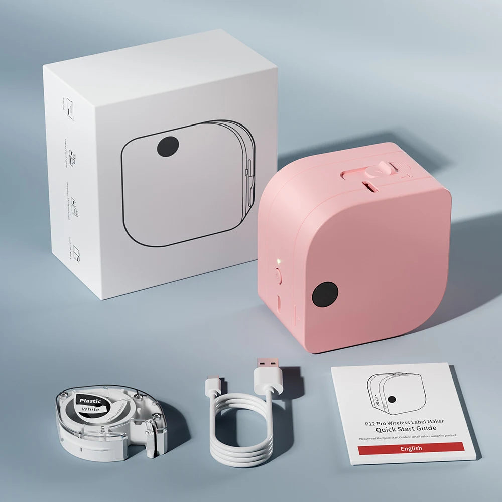 Phomemo P12 PRO Label Maker Mini Portable Label Printer Rechargeable 12mm Adhesive Label Ribbon Printer Machine Similar to P12