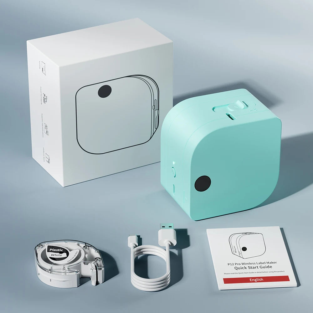 Phomemo P12 PRO Label Maker Mini Portable Label Printer Rechargeable 12mm Adhesive Label Ribbon Printer Machine Similar to P12