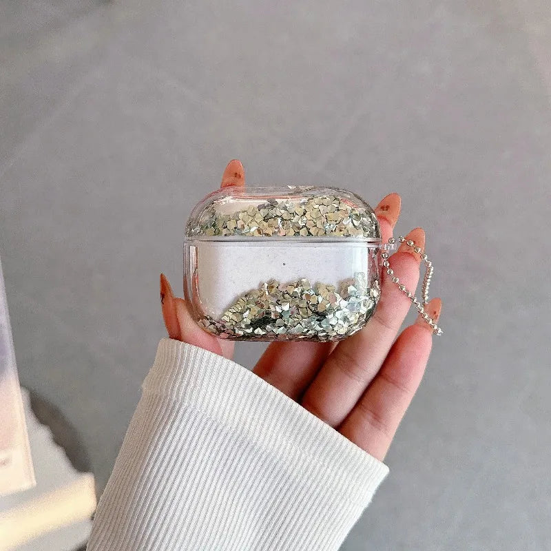 Glitter Liquid Quicksand Hard Earphone Case For Airpod Pro 4 2 3 1 Generation Headphone Cover For Airpods Pro2 Pro3 Accessories