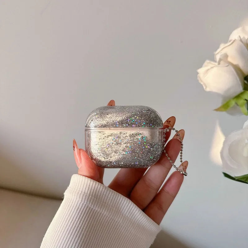Glitter Liquid Quicksand Hard Earphone Case For Airpod Pro 4 2 3 1 Generation Headphone Cover For Airpods Pro2 Pro3 Accessories