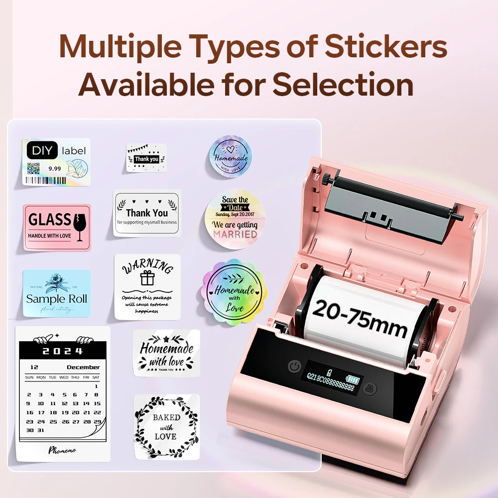 Phomemo Large Label Maker M260 20-80mm Portable Label Sticker Printer Bluetooth Inkless Thermal Printer for Business Home Office
