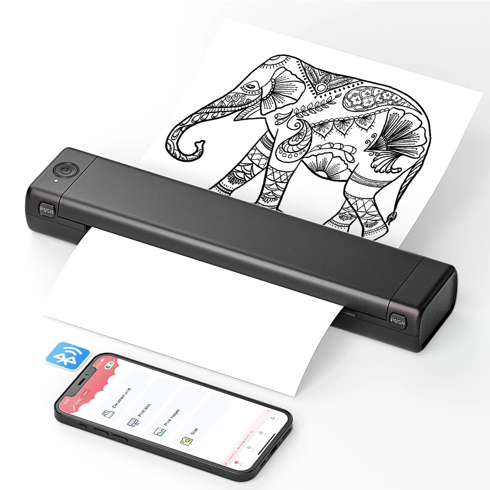 Phomemo M08F A4 Portable Thermal Printer,Supports 8.26"x11.69" A4 Thermal Paper,Wireless Mobile Travel Printers for Car & Office
