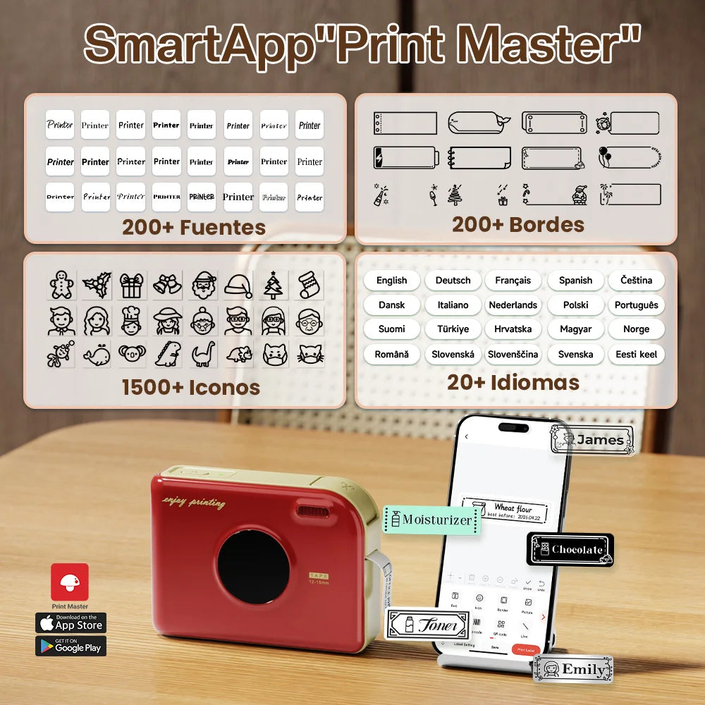 Phomemo A30 Label Printer Mini Printer Wireless Bluetooth Printer Portable Printer Ideal for Gift Tags and Photo Labels