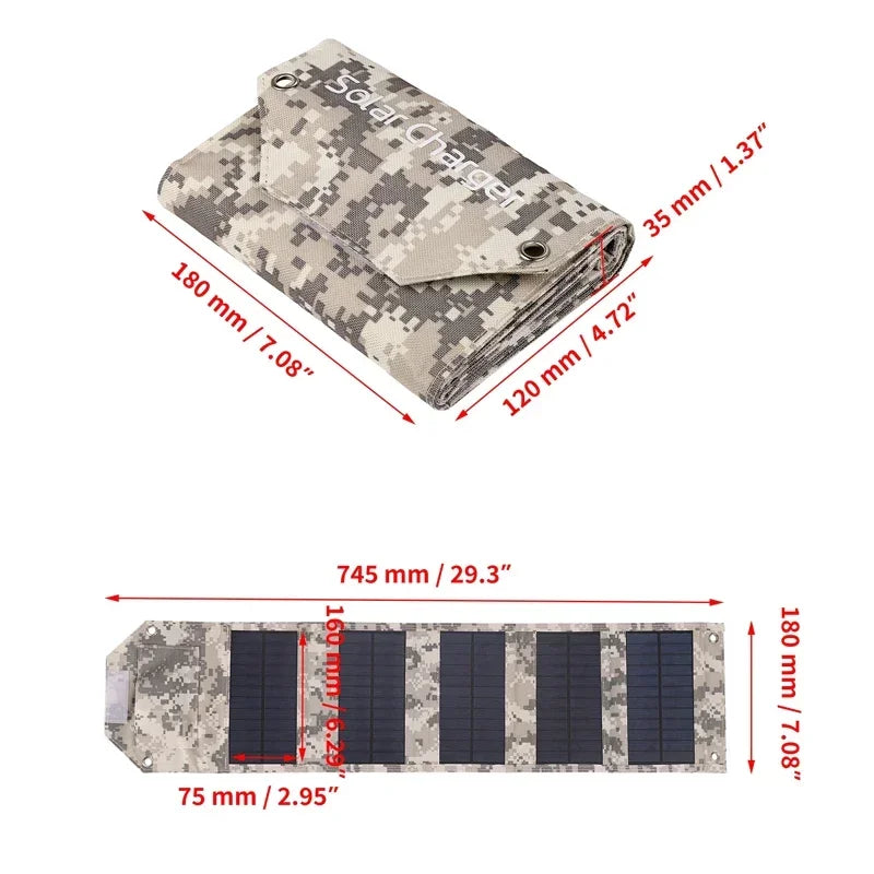 60W 80W 100W Foldable Solar Panel 5V USB Portable Folding Bag Battery Charger for Phone Outdoor Camping Waterproof Power Bank