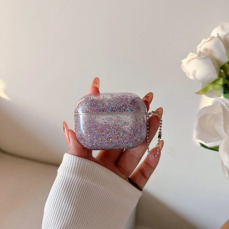 Glitter Liquid Quicksand Hard Earphone Case For Airpod Pro 4 2 3 1 Generation Headphone Cover For Airpods Pro2 Pro3 Accessories