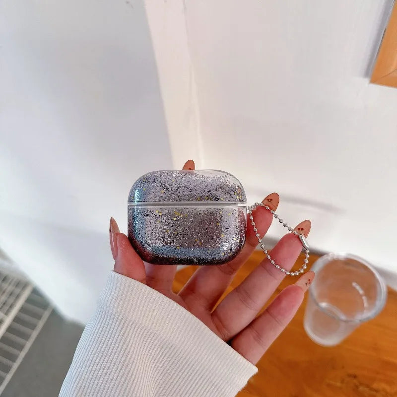 Glitter Liquid Quicksand Hard Earphone Case For Airpod Pro 4 2 3 1 Generation Headphone Cover For Airpods Pro2 Pro3 Accessories