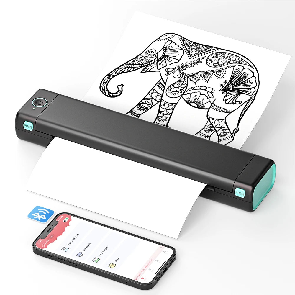 Phomemo M08F A4 Portable Thermal Printer,Supports 8.26"x11.69" A4 Thermal Paper,Wireless Mobile Travel Printers for Car & Office