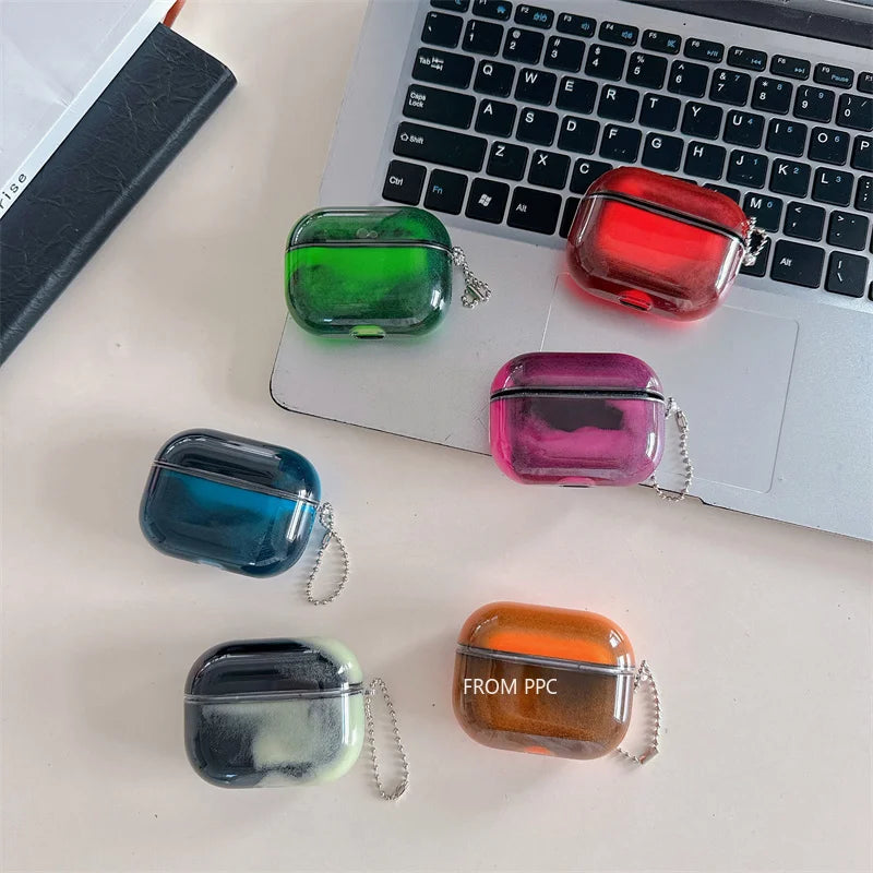 Luminous Floating Quicksand Headphone Case for AirPods Pro 4 3 2 Airpod Cover Luxury Earphone Glowing Dark Moving Sand Funda Bag