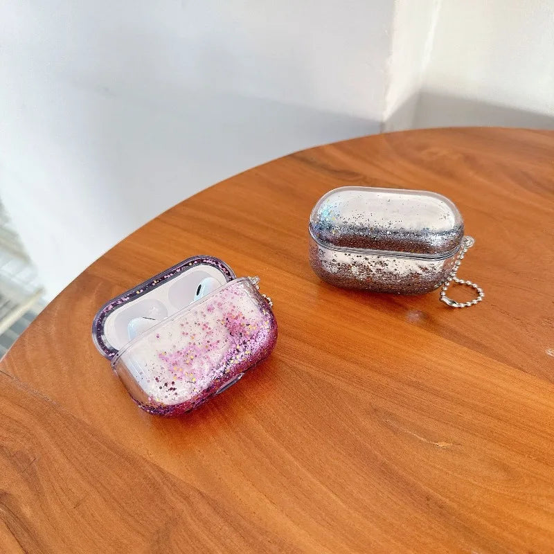 Glitter Liquid Quicksand Hard Earphone Case For Airpod Pro 4 2 3 1 Generation Headphone Cover For Airpods Pro2 Pro3 Accessories